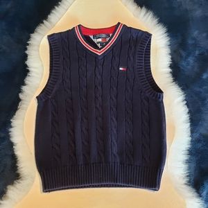 Boys Hilfiger Blue Red 100% Cotton Vest Size 7